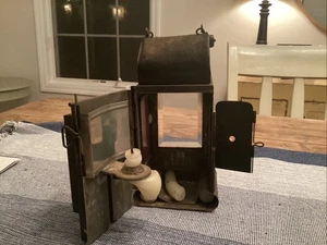 Antique Railroad Candle Lantern Vinage~ Green, Red And Clear Glass - Picture 1 of 11