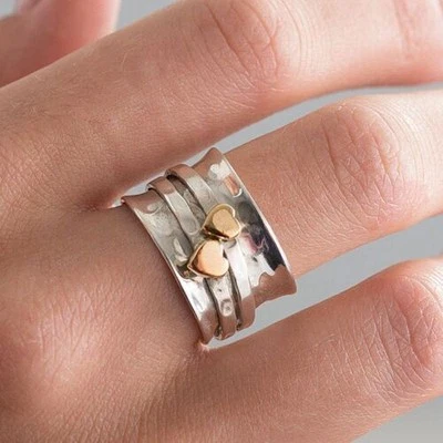 Anello Fidget Argento Cuore Filante Donna Anello Regalo Argento 925 Anello... - Immagine 1 di 4