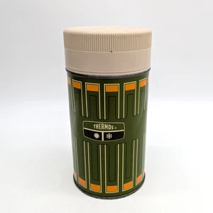 Vintage 70er King Seeley Thermoskanne Pint Vakuumflasche grün orange Metall Norwich CT USA - Bild 1 von 12