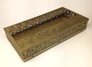 Vintage Gold Colored Metal Tissue Box Flower Rose MCM - Picture 1 of 12