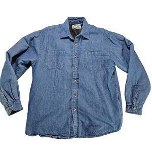 Jaguar Men’s M Quilted Denim Shirt Jacket Blue Jean Shacket Workwear Lined - Picture 1 of 12
