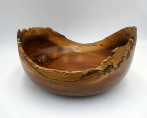 PLATO TAZÓN TALLADO TEXTURIZADO MADERA NOGAL NEGRO VINTAGE - Imagen 1 de 14