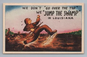 Louisiana Jump the Swamp Military Comic Humor Vintage Postcard - Picture 1 of 2