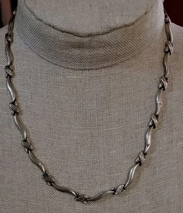 Designer Sterling Silver X's & O's Collar Necklace 16" Vintage MCM 1980's - Picture 1 of 6