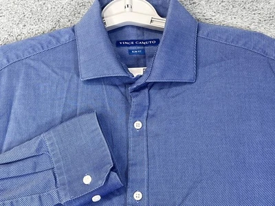 Vince Camuto 衬衫男式 16 32/33 蓝色修身棉质连衣裙长袖 — 第 1/4 张图片