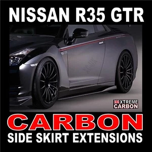 Juego de extensiones de falda lateral estilo V de fibra de carbono ""se adapta"" a los modelos Nissan R35 GTR - Imagen 1 de 16