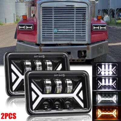 For Freightliner FLD120 FLD112 Classic Pair 4x6inch led Headlight Hi-Lo DRL Turn Foto 1 de 4