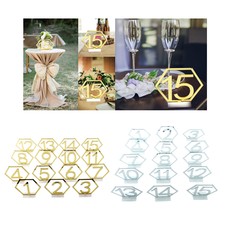 2Sets 1-15 Acrylic Table Numbers Signs with Holder Wedding Reception Party Decor