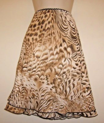 Mujer Briggs New York Marrón Tostado Forrado Estampado Verano Divertido Carrera Falda Talla M Foto 1 de 2