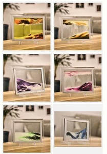 5, 7, 10 Inch Moving Liquid Sand Picture Frame Desk Decor Landscape Nature Gift - Picture 1 of 11