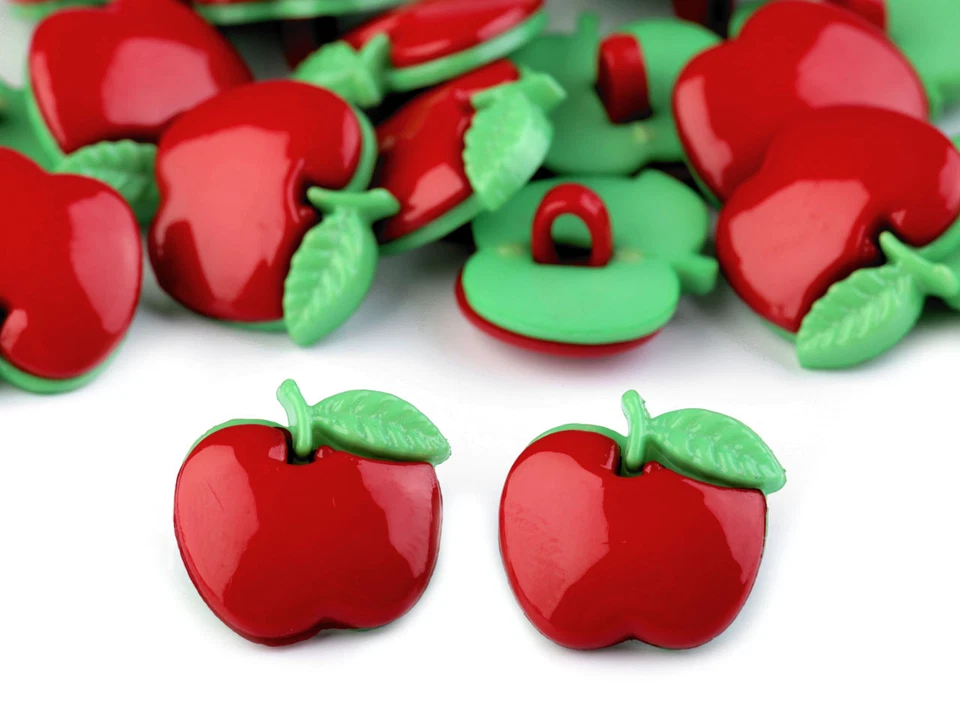 Knöpfe 10 Stück Motivknöpfe Kinderknöpfe Button Äpfel rot - Bild 1 von 1