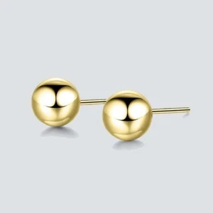 9K Yellow Gold Filled Men Lady Girl 2mm Ball Earrings Birthday Xmas E//563yg - Picture 1 of 16