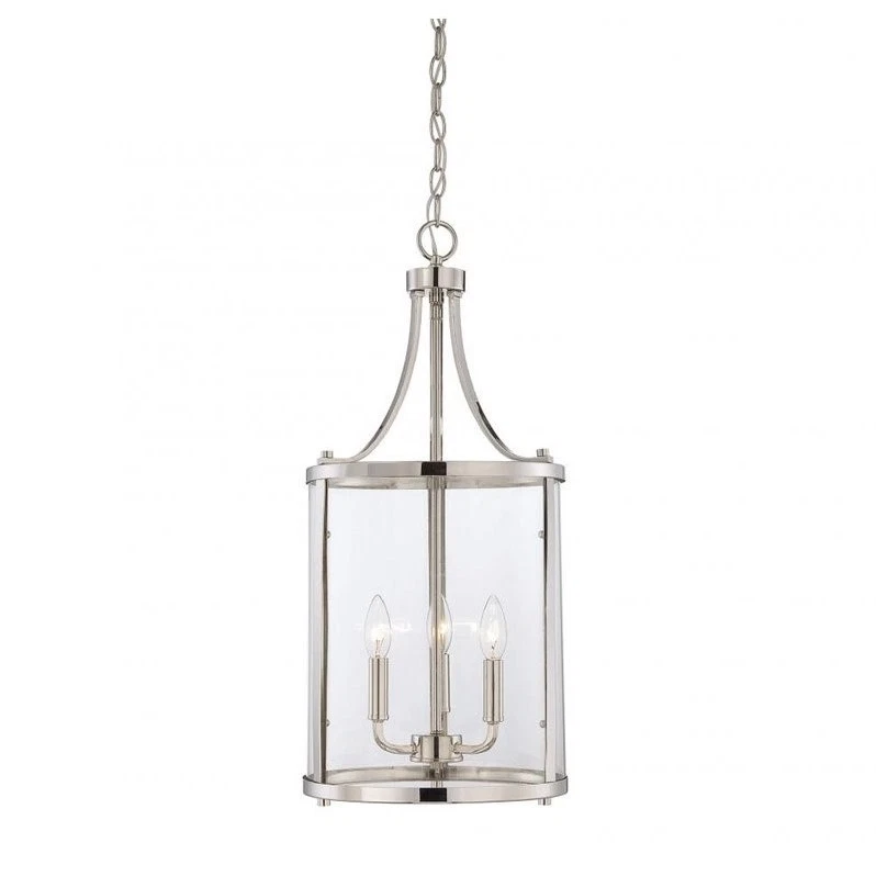 Savoy House Penrose 3 Light Small Foyer Lantern in Polished Nickel