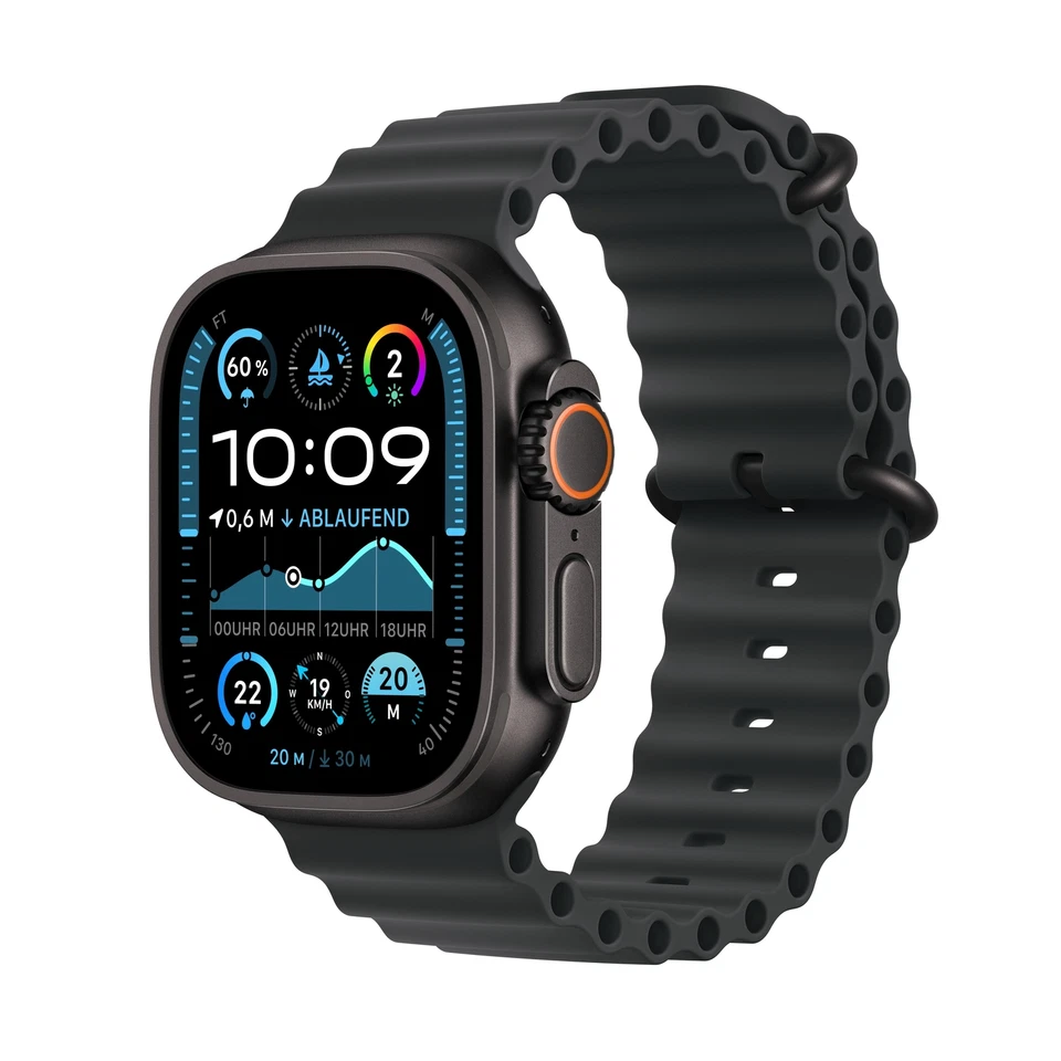 Apple Watch Ultra 2 49mm Titan Schwarz Black Ocean Band neuwertig - MX4P3FD/A