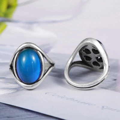 High Quality Antique Silver Plated Brass Color Change Mood Stone Ring for Women - Image 1 of 4