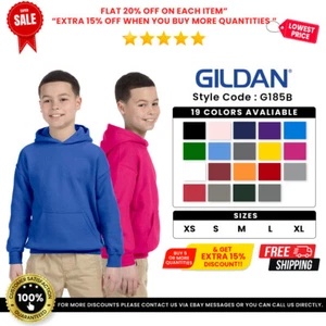 Gildan G185B Youth Cotton/Polyester Heavy Blend Long Sleeve Hooded Sweatshirt - Picture 1 of 149