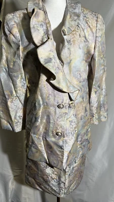 Vintage Valentino Boutique Floral Watercolor Suit Set Size 14 - Image 1 of 4