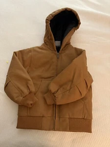 Carhartt Jacket Boys Size XXS 4-5 Duck Brown Quilted Hooded Boys Barn Coat - Picture 1 of 10