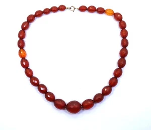 Precioso Collar Vintage Facetado NARANJA ÁMBAR Graduado Cuentas Hilo G.F. Cierre - Imagen 1 de 7
