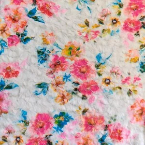 Material De Tela De Piel Sintética De Lujo - FLORAL APLASTADO ECRU - Imagen 1 de 2