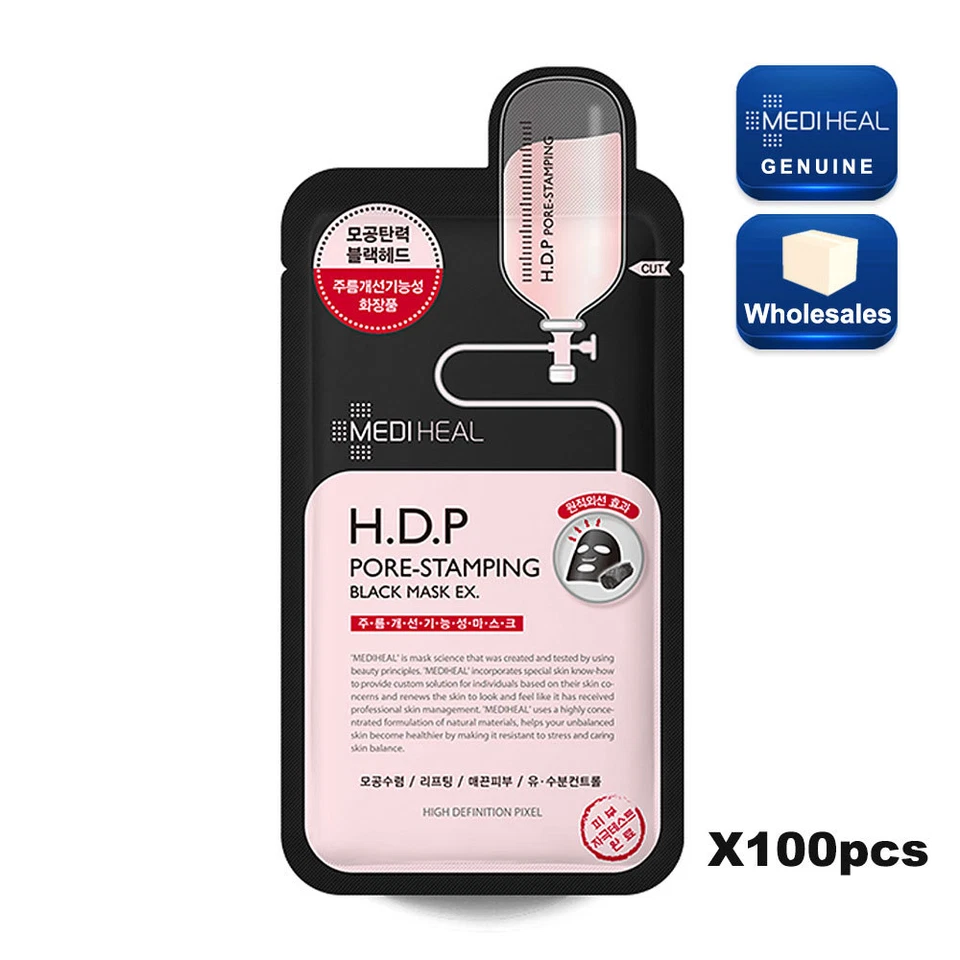 Wholesales 100pcs MEDIHEAL H.D.P Pore-Stamping Charcoal Mineral Mask Pack 25ml  - Image 1 of 1