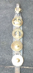 (Ref. 2780a) 19th c Antique martingale with 4 horse brasses - Picture 1 of 4