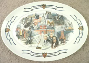 ZWEIHUNDERTJAHRFEIER OVALES SERVIERTABLETT GROSS 21"x15" Brookpark USA 1776-1976 - Bild 1 von 8