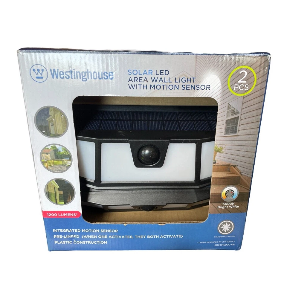Westinghouse 980378042 Solar LED Area Wall Light W/Motion Sensor (2 Pack)