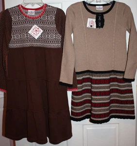 Lote de 2 piezas de vestido marrón para niñas Hanna Andersson talla 140 - Imagen 1 de 1