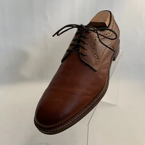 Johnston Murphy Derby Brown Leather Brogue Sheepskin Lined Lace Up Shoes Sz 9.5M - Picture 1 of 11