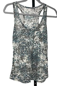 Mudd Tank Top Women Medium Racerback Stretch Leopard Print Semi Sheer Pocket - Picture 1 of 3