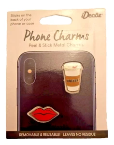 Dijes de teléfono de metal para pelar y pegar labios de café Idecōz extraíbles reutilizables - Imagen 1 de 1