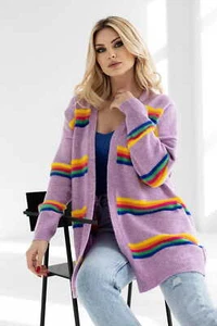 PeeKaBoo Cardigan Jacke Strickjacke für Damen Frauen Neu lang bunt gemustert - Bild 1 von 6