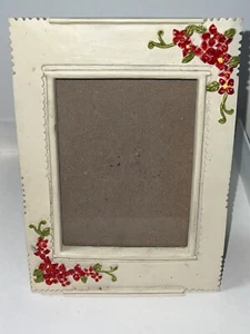 White Floral Ceramic Stone Picture Frame 7"X5.15" W - Picture 1 of 6