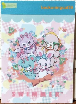 Schwimmer Kawaii A6 Größe Memo Block 48 Retro Tier Katze Bär Kaninchen Schaf 2024 Japan - Bild 1 von 2