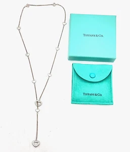 Auth Tiffany & Co. Heart Link Lariat SV 925 Necklace 8.57g W/Box/DBag SK041046 - Picture 1 of 11
