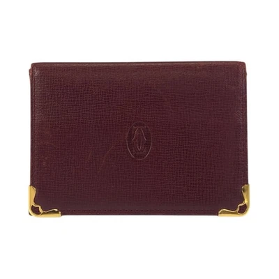CARTIER Must Line L16 Card Case Pass Case Bordeaux Gold Hardware leather - Image 1 of 4