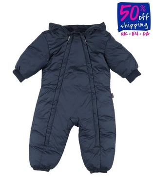 RRP €320 WOOLRICH Baby Snowsuit 9M Padded Zipped Goat Fur Pom Pom Hooded - Image 1 of 4