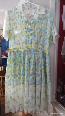 Hermoso Vestido Vintage Años 50 60 Floral Hecho a Mano Talla Grande Foto 1 de 4
