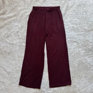 LESJOUR! Damen Hose weites Bein gerippt bequem Pull On Gummizug Abfall rot Gr. M - Bild 1 von 10