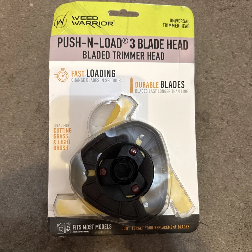 WEED WARRIOR Push-N-Load 3 Blade Trimmer Head Universal Fit with 3 extra blades - Image 1 of 2