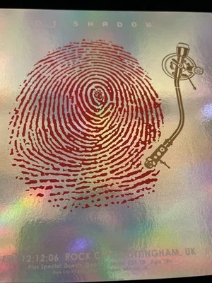 EMEK Foil DJ SHADOW 12/12/06 print 7"x7" handbill mini poster 2010 Signed #17/45 - Image 1 of 4