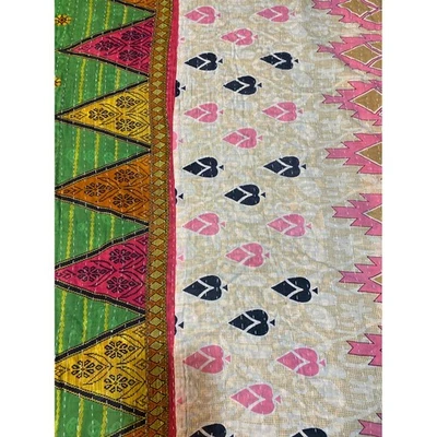 Bohemian Kantha Quilt Throw Blanket Colorful Patchwork Boho Home Decor - Image 1 of 4