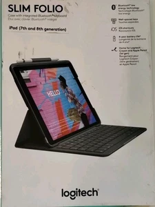 Logitech Slim Folio Keyboard Folio case for Apple iPad 7/8/9 Generation - Black - Picture 1 of 10