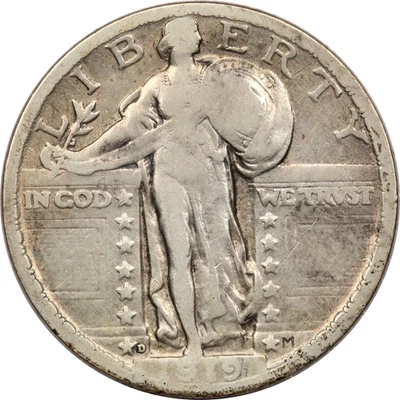 1919-D Standing Liberty Quarter 25C, Fine F, Cleaned - Image 1 of 2