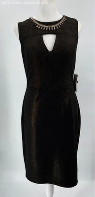 Vestido para mujer Bisou Bisou negro liso estrás cuello hasta la rodilla talla 8 Foto 1 de 4