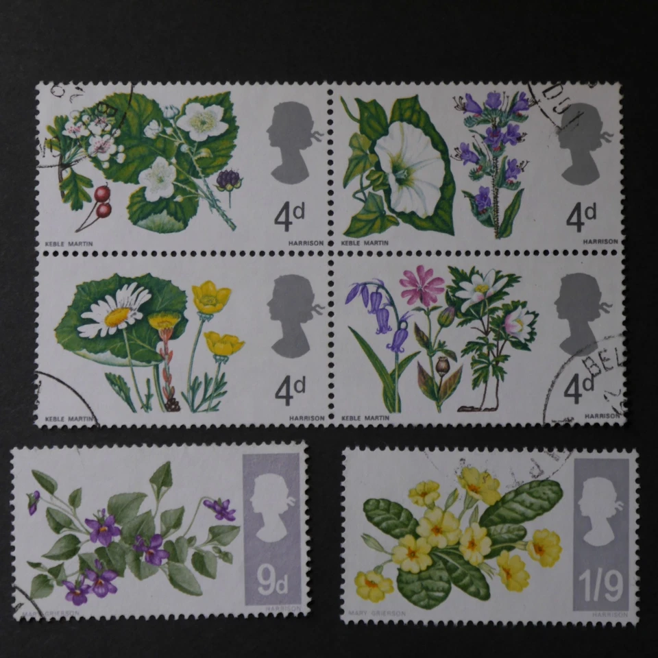 GB 1967 British Wild Flowers set SG 717-722 used B331 Foto 1 de 1