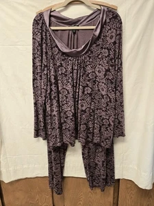 Carole Hochman Schlafanzug lila geblümt 2-teiliges Set Übergröße 2X Modalmischung WEICH - Bild 1 von 6