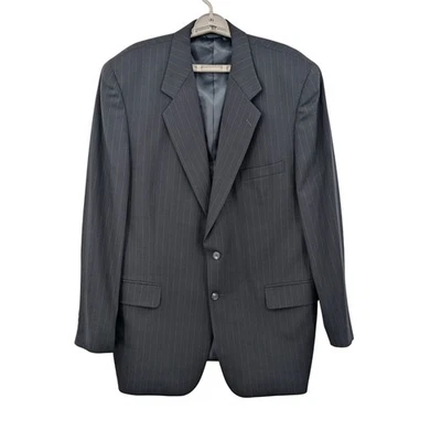 Jeffrey Banks Pinstriped 100% Wool Blazer Jacket Men Size 46L Two Button Office - Image 1 of 4
