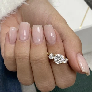 IGI Certified Diamond Round Ring VS1 E 2.2 Ct Lab created 18K Yellow Gold 3Stone - Picture 1 of 9